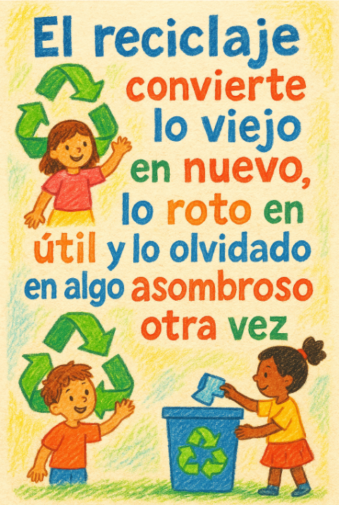 reciclaje para niños frases cartel 3
